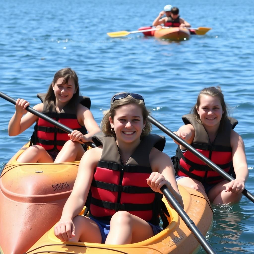 Adolescentes participando en deportes acuáticos en campamentos de verano Camp New York