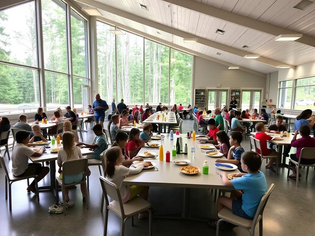 Comedor y áreas comunes en campamentos de verano Camp New York