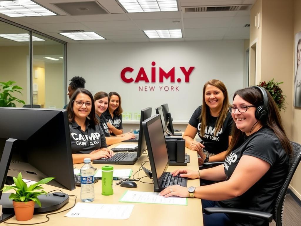 Equipo de atención al cliente de campamentos de verano Camp New York