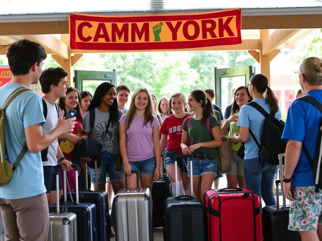 Jóvenes llegando al campamento de verano Camp New York