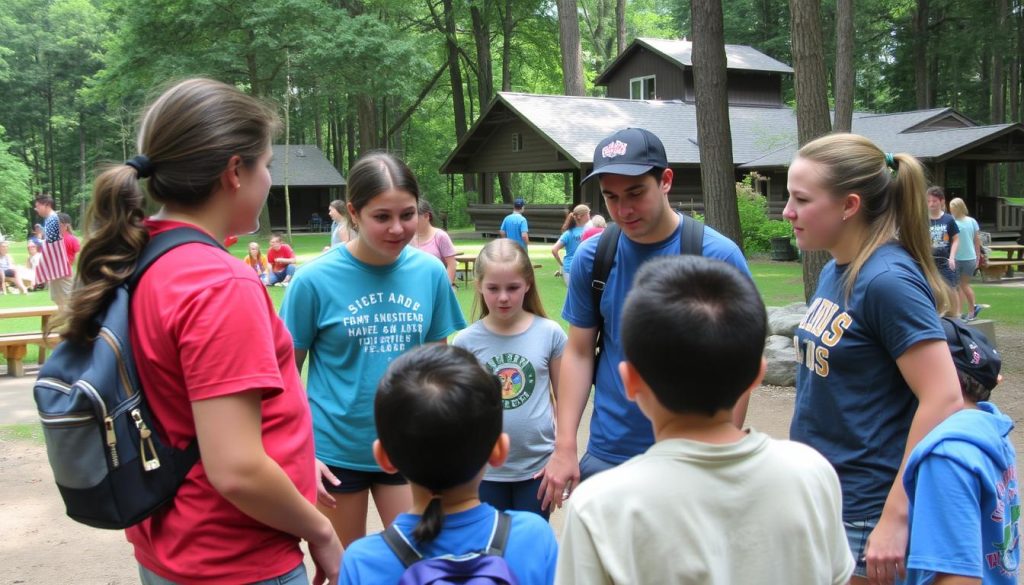 Monitores atendiendo a participantes en campamentos de verano Camp New York