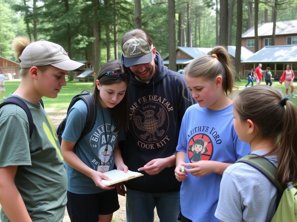Monitores y jóvenes participando en actividades educativas en campamentos de verano Camp New York