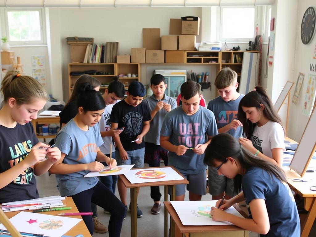 Participantes en talleres creativos en campamentos de verano Camp New York