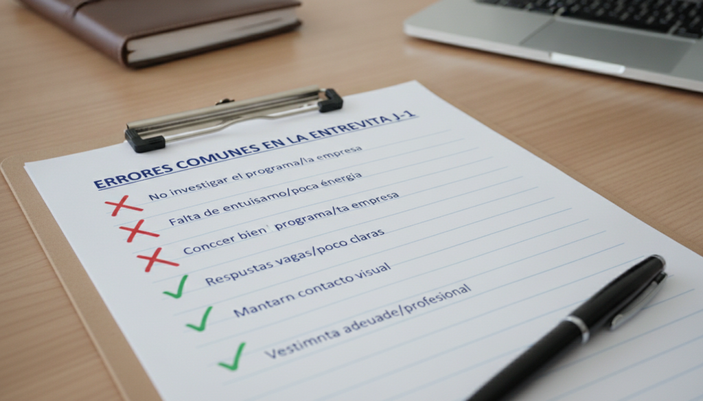 Lista de verificación para evitar errores comunes en entrevista J-1