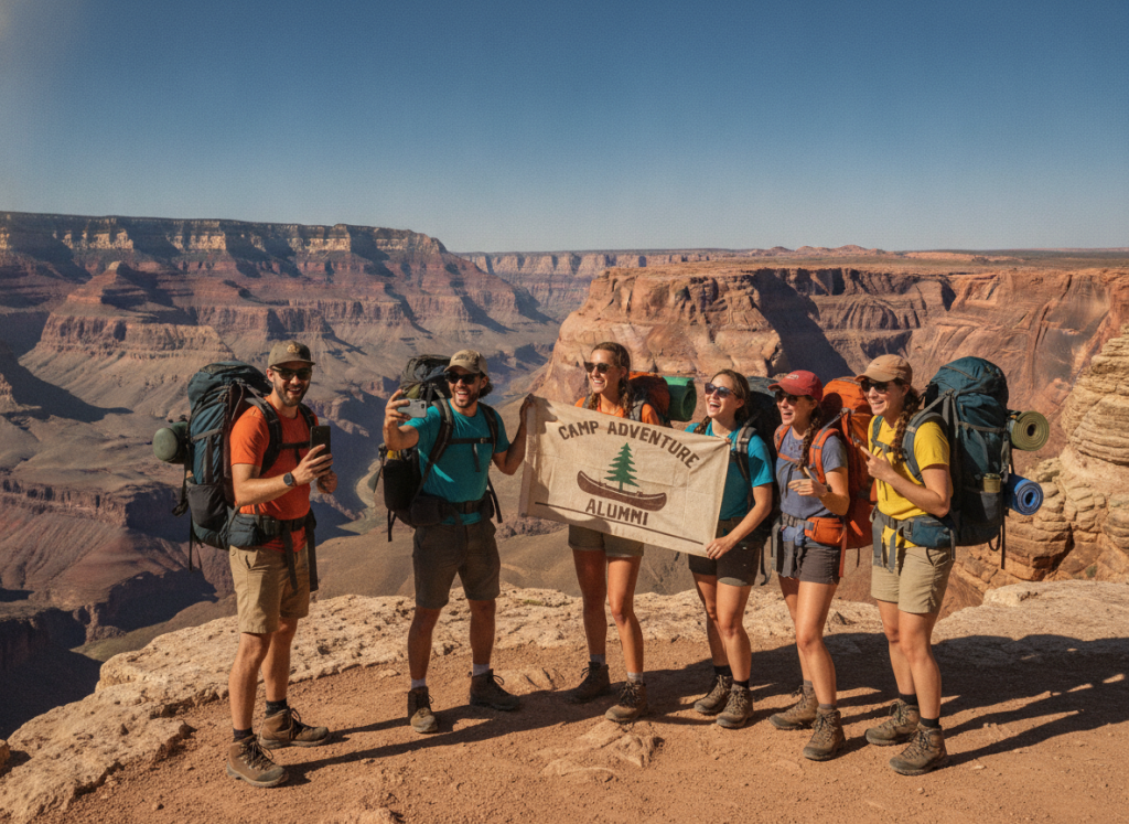 Jóvenes monitores viajando y explorando Estados Unidos después del campamento