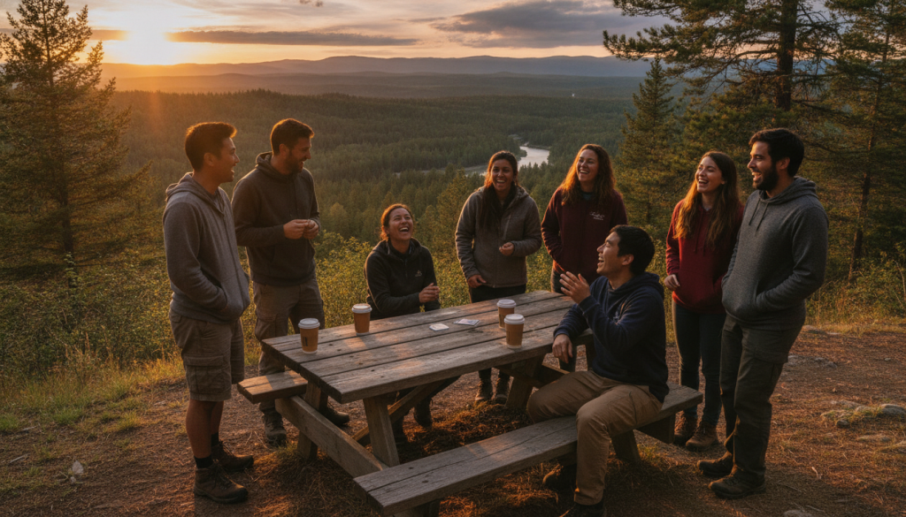 Monitores de campamento disfrutando de actividades y experiencias en USA